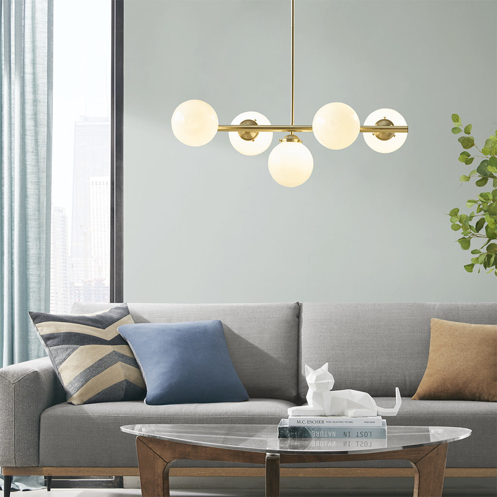 5-Light Chandelier with Frosted Glass Globe Bulbs