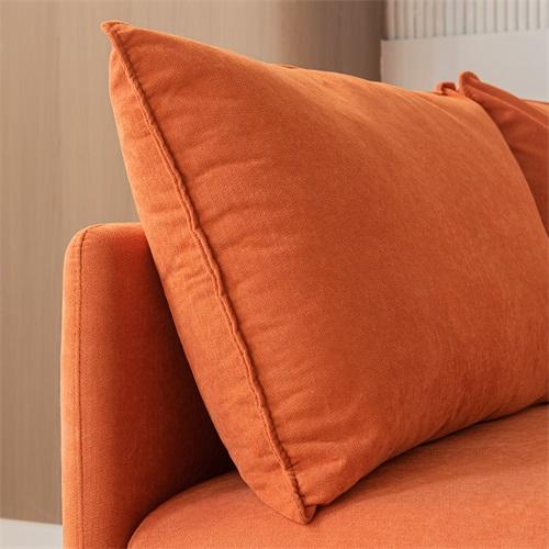 Modular L-shaped Corner sofa ,Left Hand Facing Sectional Couch, Orange Cotton Linen-90.9''